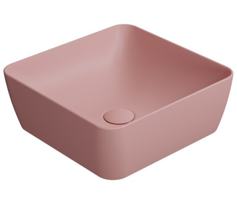 Раковина накладная квадратная GSI NUBES 903824 380 мм х 380 мм, без перелива, без отверстия под смеситель, цвет Матовый Blush