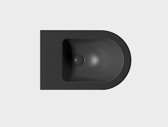 Биде подвесное GSI PURA 8865126 550 мм х 360 мм, с отверстием под смеситель, с переливом, без крепежа FISR2, чёрный матовый Ardesia