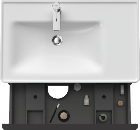 Тумба подвесная под раковину DURAVIT D-Neo DE435704949 784 мм х 452 мм, с выдвижным ящиком и выдвижным отделением, графит матовый