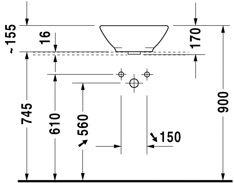 Раковина встраиваемая сверху  Duravit Bacino 0325420000 42х42 см