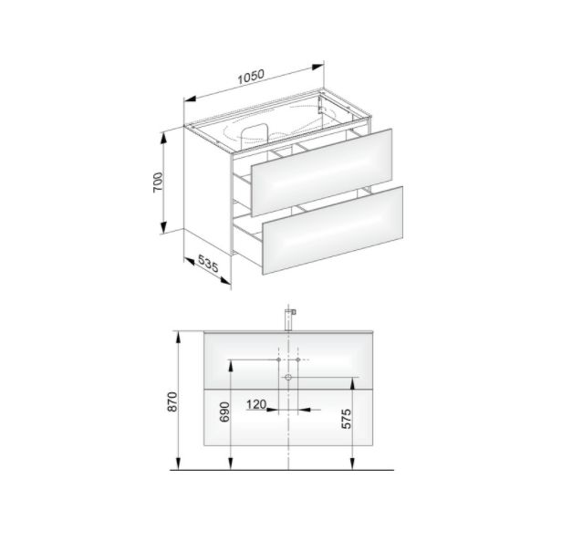 Тумба подвесная под раковину KEUCO EDITION 11 31352 180100 с двумя выдвижными фронтами, с внутренней светодиодной подсветкой, корпус матовый лак/фасад глянцевое стекло, кашемир