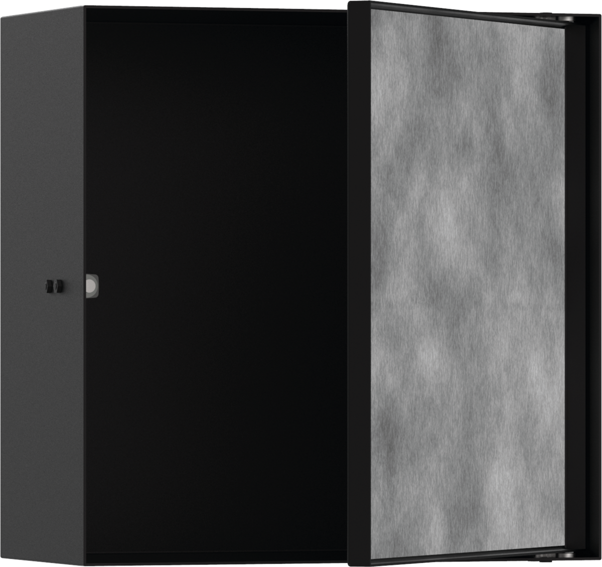 Настенный короб HANSGROHE XtraStoris Rock 56091670 с открытой рамой 300 мм х 300 мм х 140 мм, с дверью для облицовки плиткой, матовый чёрный