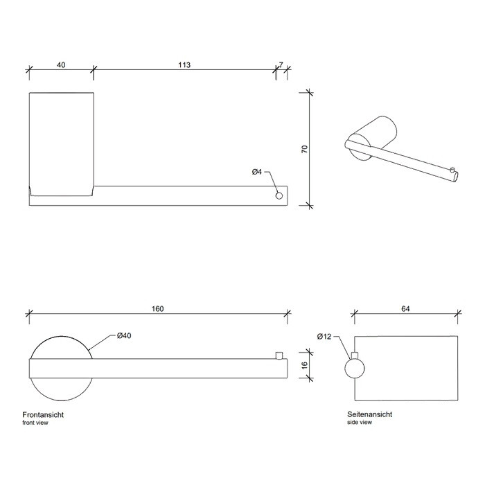 Держатель туалетной бумаги DECOR WALTHER   STONE TPH   0974854    4 X 16 X 7 см, без крышки, композит Solid Surface/латунь, белый матовый/хром