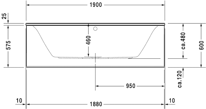 Акриловая встраиваемая ванна Duravit Darling New 700245000000000 1900 х 900