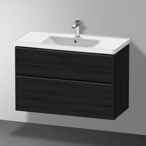 Тумба подвесная под раковину DURAVIT D-Neo DE435601616 984 мм х 452 мм, с выдвижным ящиком и выдвижным отделением, чёрный дуб