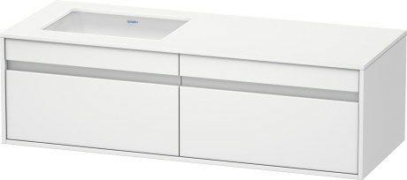 Тумба подвесная Duravit Ketho KT6897L1818 с двумя выдвижными ящиками, со встраиваемой раковиной слева, белый матовый (изделие снято с производства)