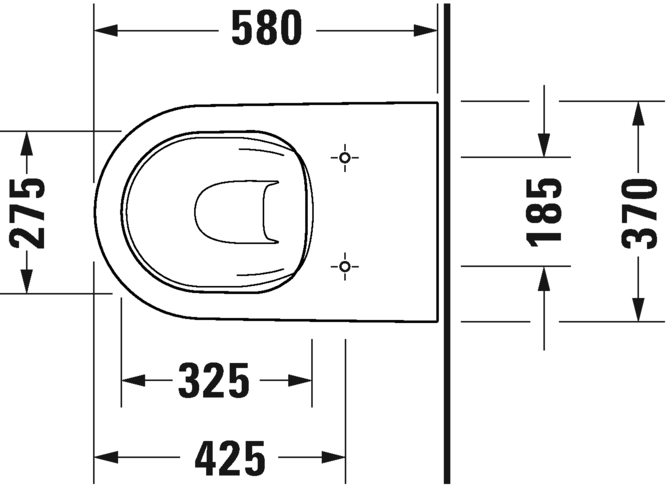 Унитаз напольный пристенный Duravit D-Neo Rimless 2003090000 370 мм х 580 мм, с вертикальным смывом, без смывного края, с креплением, белый