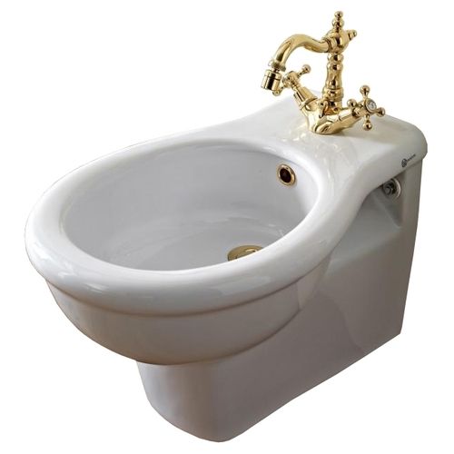 РАСПРОДАЖА Биде подвесное SBORDONI Palladio 7098 BR с 1 отверстием для смесителя, белый/бронза