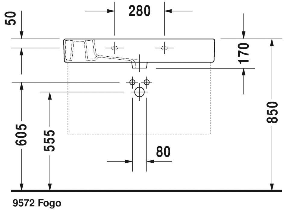 Раковина для мебели  Duravit Vero 0329850000 85х49 см