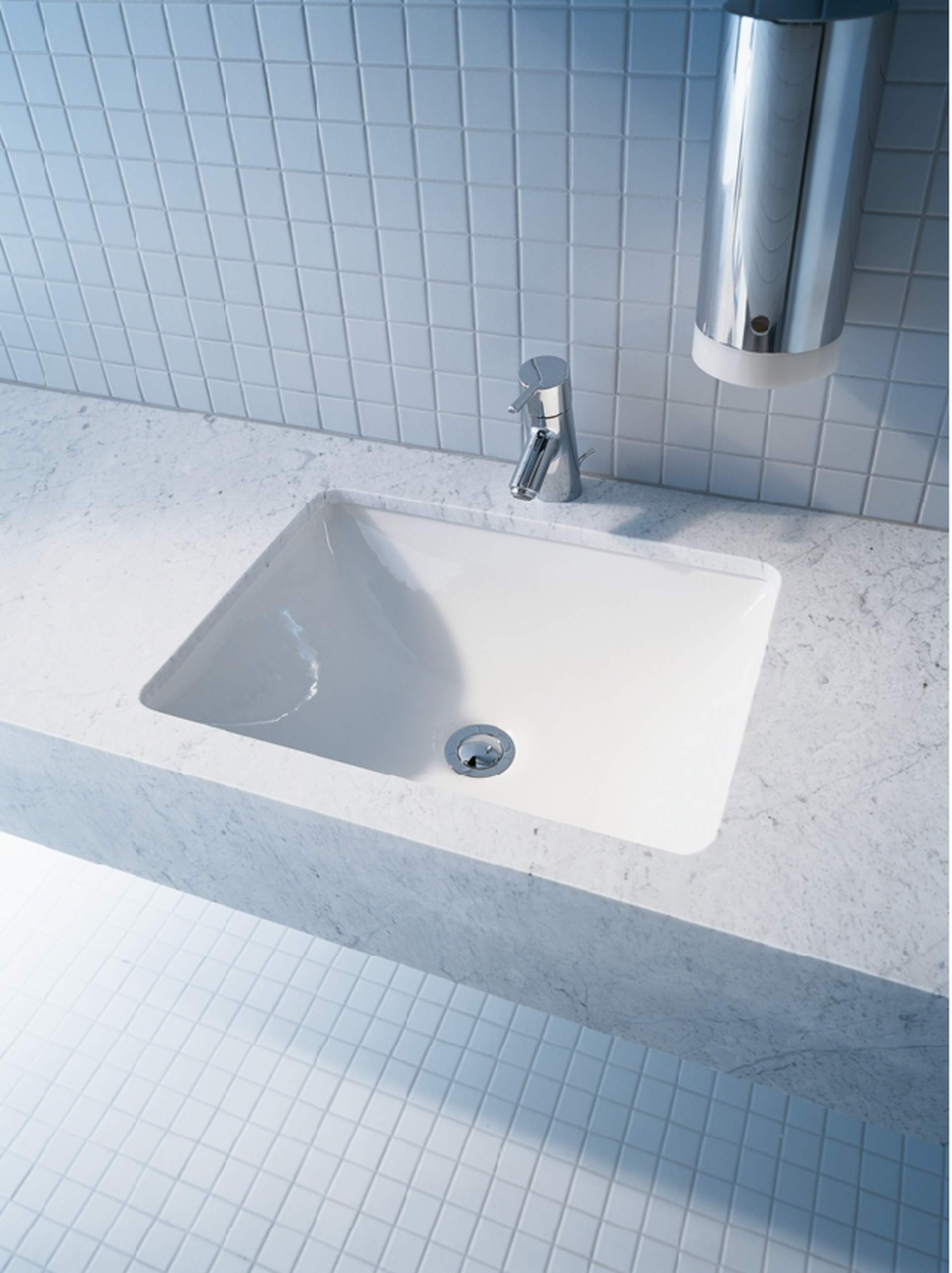 Раковина встраиваемая снизу Duravit Starck 3 03054900001 без отверстий под смеситель, с переливом, с покрытием WonderGliss,  белая