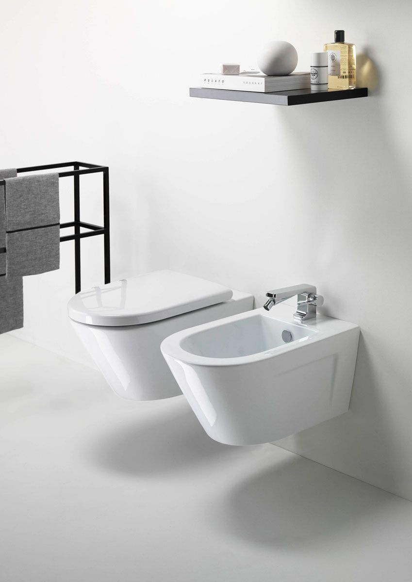 Биде подвесное GSI NORM 8664111 500 мм х 360 мм, с отверстием под смеситель, без крепежа FISR2, с переливом, белое глянцевое