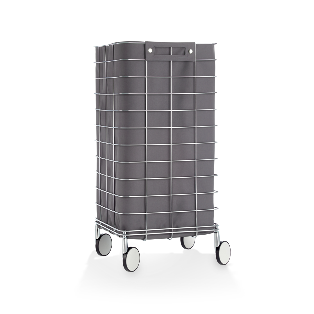 Корзина для белья, на колесиках DECOR WALTHER  Basic WR 1 TROLLEY   0613794   73 X 36 X 36 см,  каркас нержавеющая сталь, вставка нейлон, цвет хром/антрацит