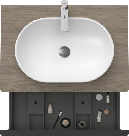 Тумба подвесная под раковину DURAVIT D-Neo DE494703535 800 мм х 550 мм, с консолью, с одним выдвижным ящиком, дуб терра