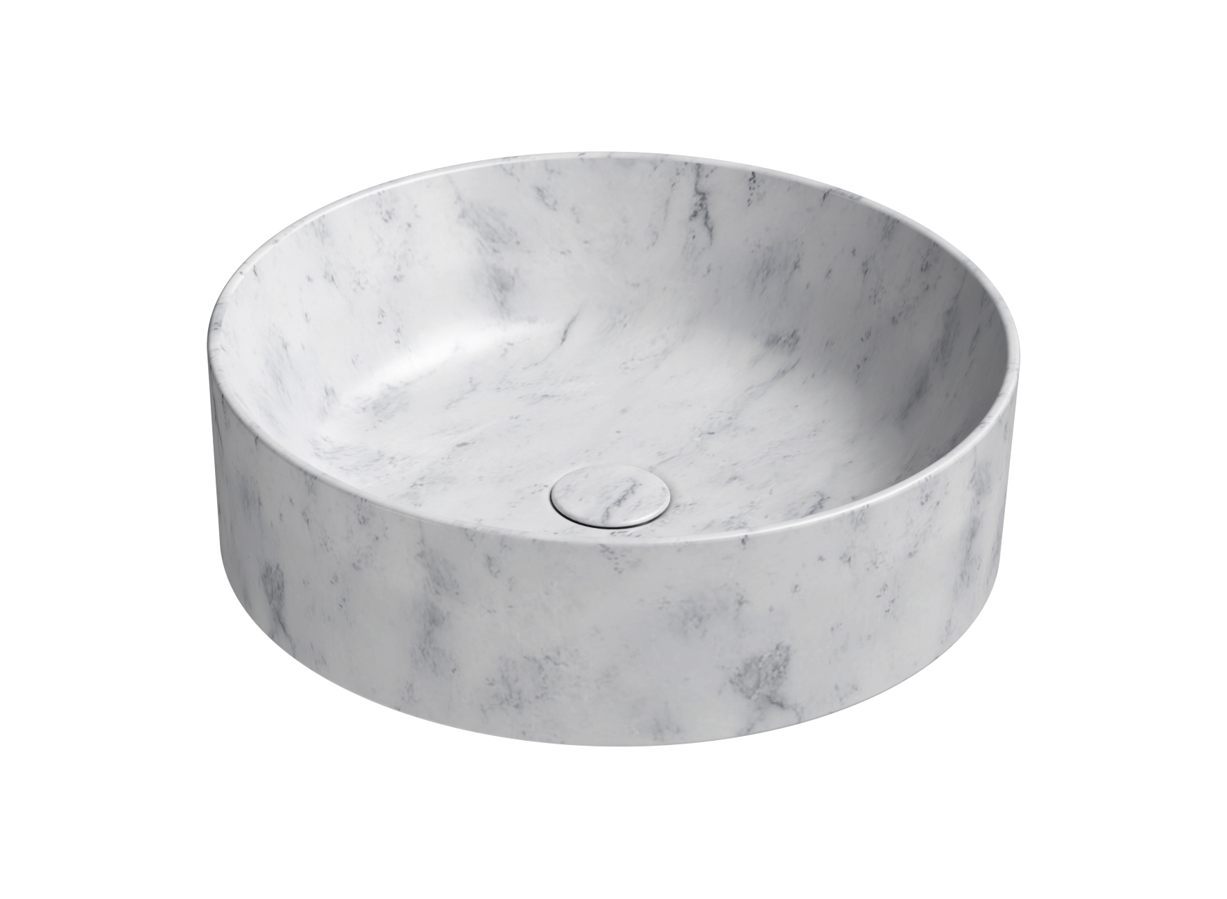 Раковина накладная круглая GSI AltaCeramica AC30635 450 × 450 мм, без отверстия под смеситель, цвет под белый мрамор Marbled white