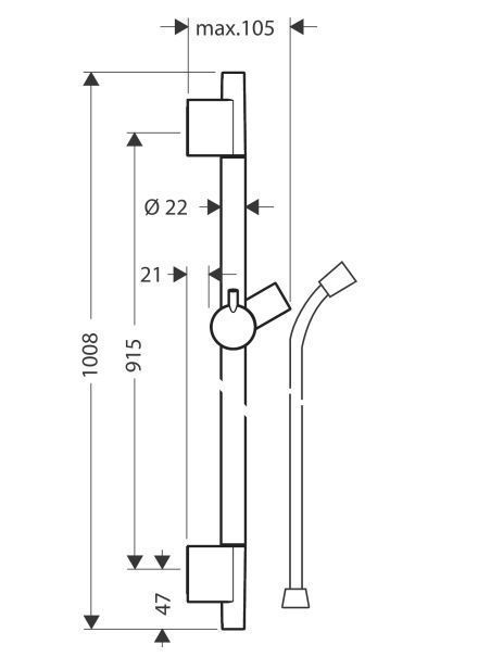 Штанга для душа 90 см Hansgrohe Unica S Puro 28631990 Полированное золото