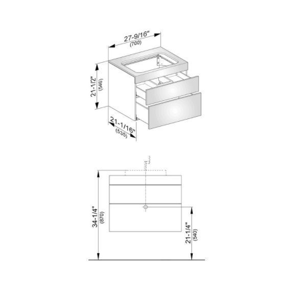 Тумба подвесная под раковину KEUCO EDITION 11 31571 380000 без отверстия под смеситель, с двумя фронтальными выдвижными ящиками, корпус/фасад структурный лак, белая