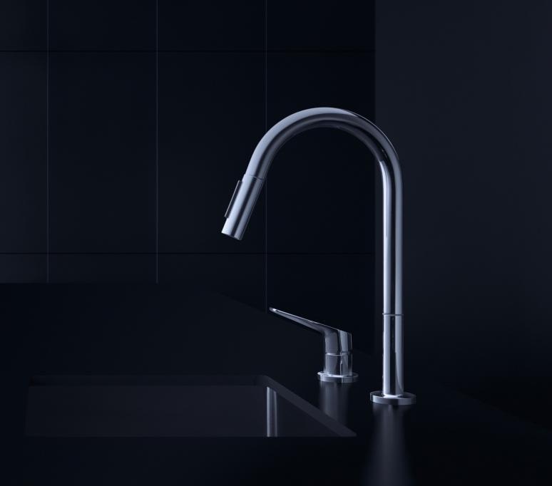 Смеситель для кухни Axor Citterio M 34822800 с выдвижным душем под сталь 