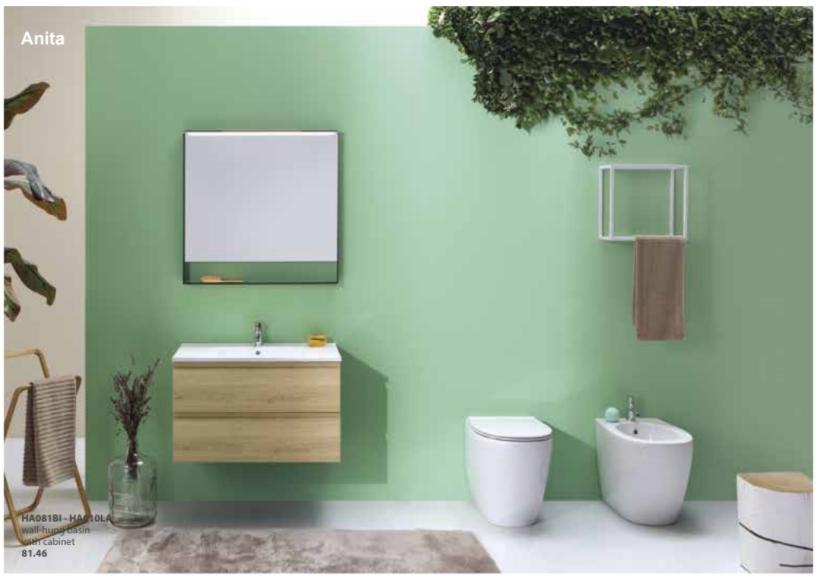 Тумба подвесная GLOBO ANITA HA010PI 450 мм х 800 мм, c двумя выдвижными ящиками, Pietra 