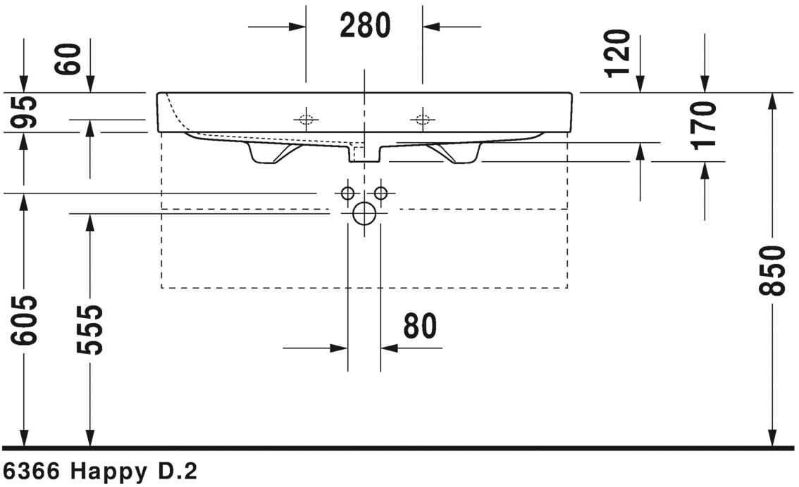 Раковина подвесная Duravit Happy D.2 2318100000 100х50см