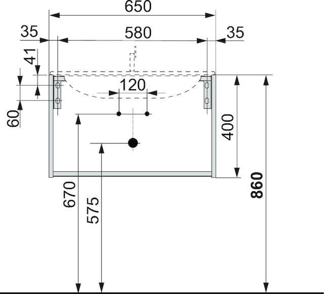 Тумба под раковину Keuco Plan 32951 180000 650 мм х 490 мм х 400 мм, корпус ламинированный матовый кашемир, фасад стекло кашемир глянцевый
