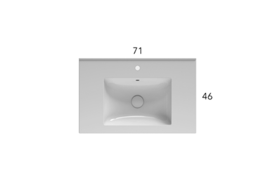 Раковина накладная/подвесная GLOBO ANITA HA071BI 710 мм х 460 мм х 165 мм, с отверстием под смеситель, белая глянцевая