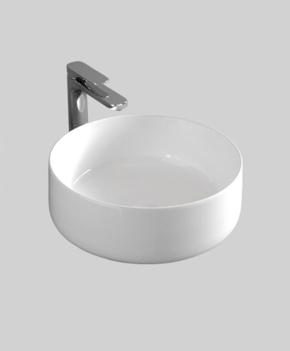 Раковиная круглая накладная ARTCERAM COGNAC COL001 01 00 420 мм х 420 мм, без отверстия под смеситель, без перелива, белый глянцевый