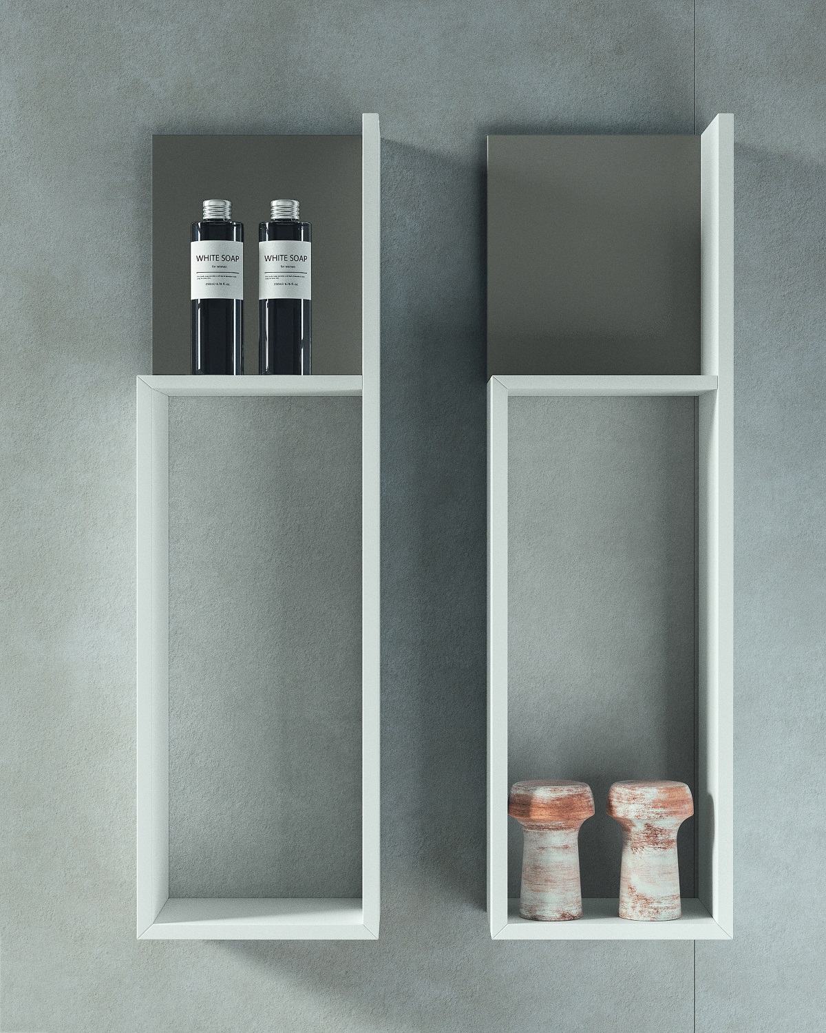 Комплект мебели 2 полки BMT IKON IK-06.1   440х729х150 мм, цвет Белый матовый/Mat London Grey