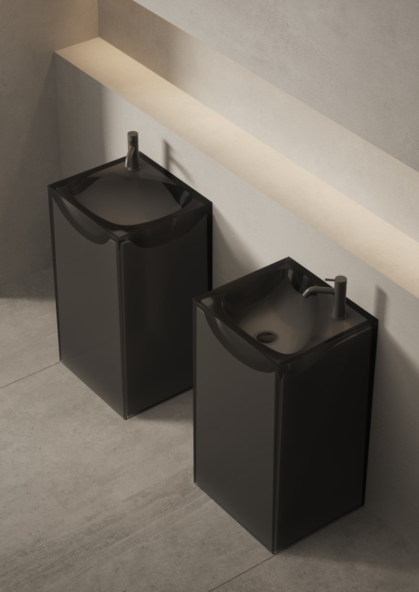 Раковина напольная из полимера и композита DEA DESIGN Pedestal Basin DD2024 495 R11 495 мм х 455 мм х 880 мм, с донным клапаном, цвет Dark Blue R11
