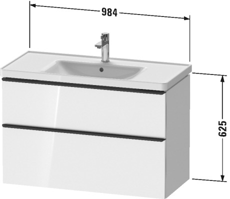 Тумба подвесная под раковину DURAVIT D-Neo DE435602222 984 мм х 452 мм, с выдвижным ящиком и выдвижным отделением, белый глянцевый