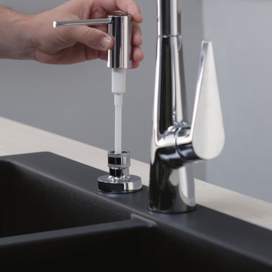 Диспенсер для моющего средства HANSGROHE A41 40438340 цвет Шлифованный чёрный хром