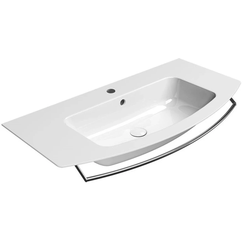 Раковина накладная/подевсная GSI PURA 8825111 1020 мм х 520 мм, с отверстием под смеситель, с переливом, белый глянцевый