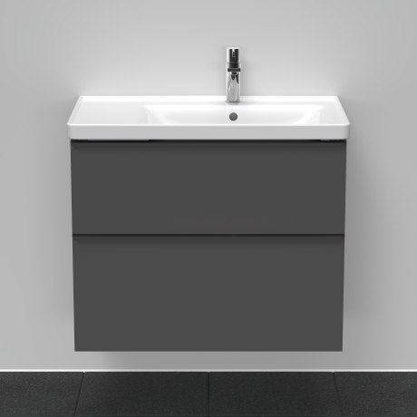 Тумба подвесная под раковину DURAVIT D-Neo DE435804949 784 мм х 452 мм, с выдвижным ящиком и выдвижным отделением, графит матовый