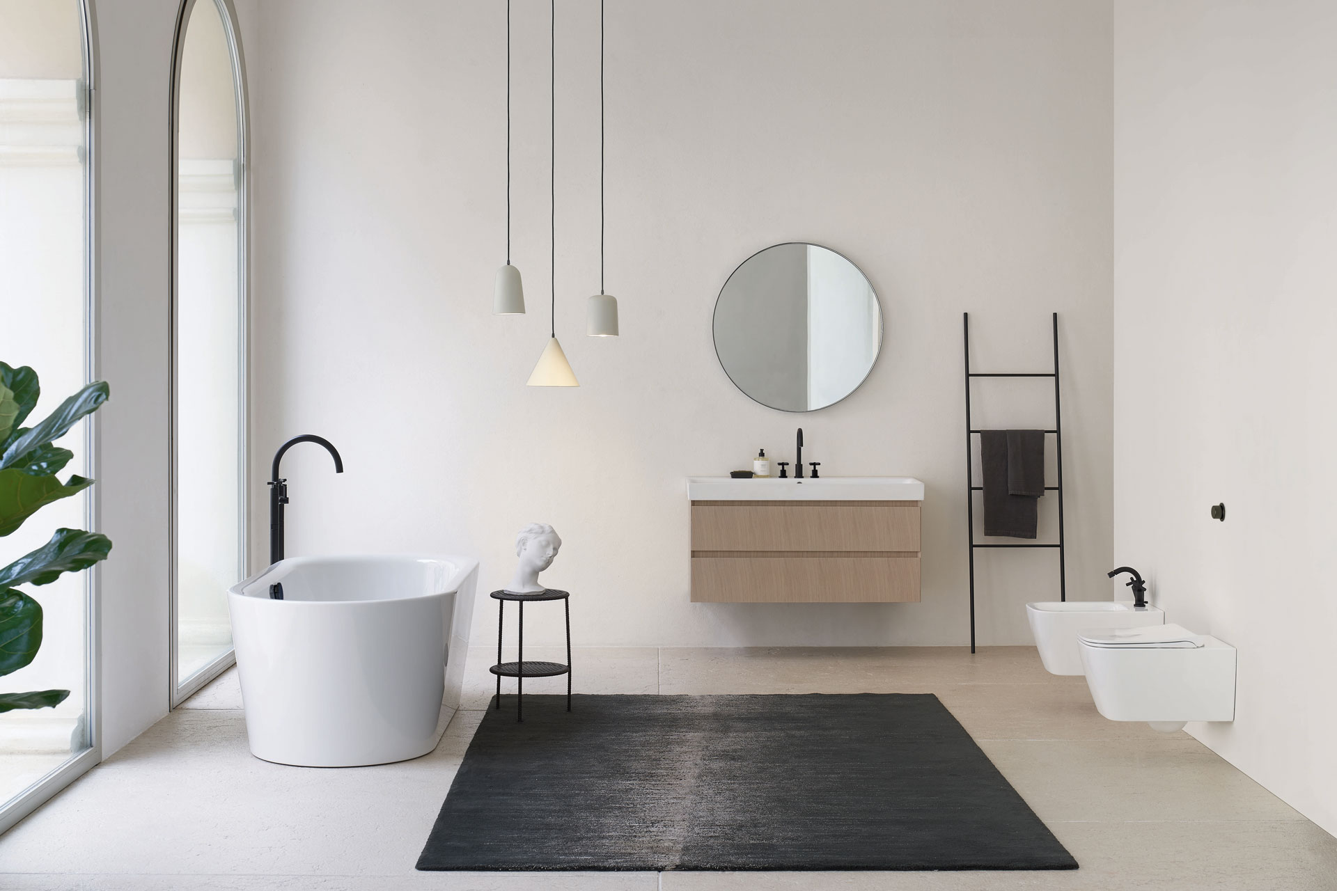 Раковина накладная/подвесная GSI NUBES 9624111, размер 1200 х 500 мм, c отверстия под смеситель, с переливом, белая глянцевая