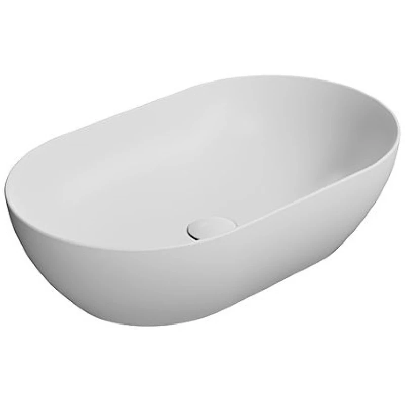 Раковина-чаша накладная GSI PURA 883409 600 мм х 370 мм, без отверстия под смеситель, без перелива, белый матовый