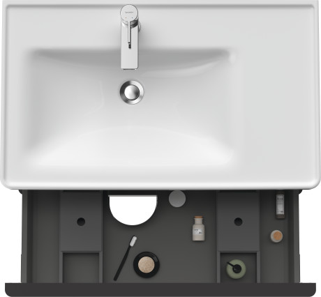 Тумба подвесная под раковину DURAVIT D-Neo DE435702222 784 мм х 452 мм, с выдвижным ящиком и выдвижным отделением, белый глянцевый