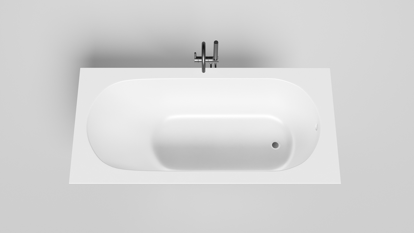 Встраиваемая овальная ванна SALINI ORNELLA KIT 102423M 700х1690х600 мм, S-Stone, регулируемые ножки, донный клапан "Click-Clack", сифон, интегрированный слив-перелив, цвет Белый матовый