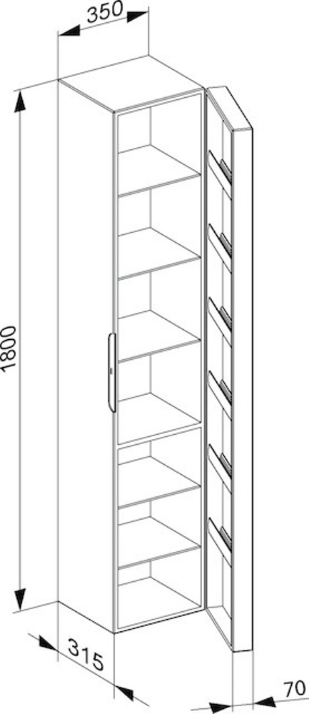 Высокий шкаф-пенал Keuco Edition 300 30310 393902 петли справа корпус и фасад структурный лак антрацит