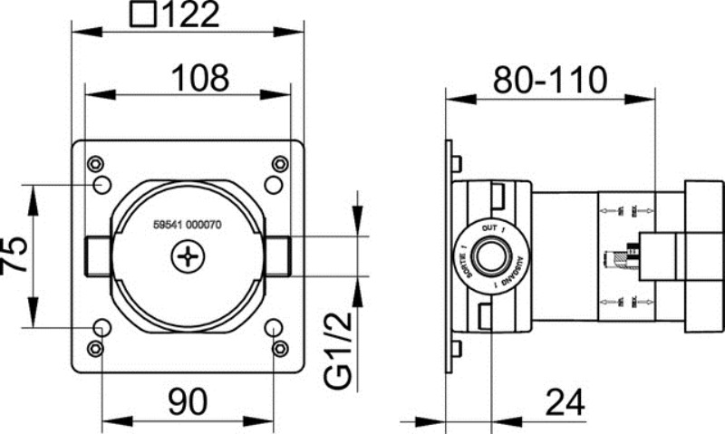 Встраиваемая функциональная часть для запорного вентиля Keuco IXMO 59541 000070