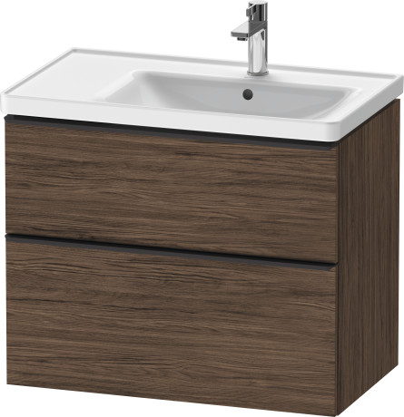 Тумба подвесная под раковину DURAVIT D-Neo DE435802121 784 мм х 452 мм, с выдвижным ящиком и выдвижным отделением, орех тёмный