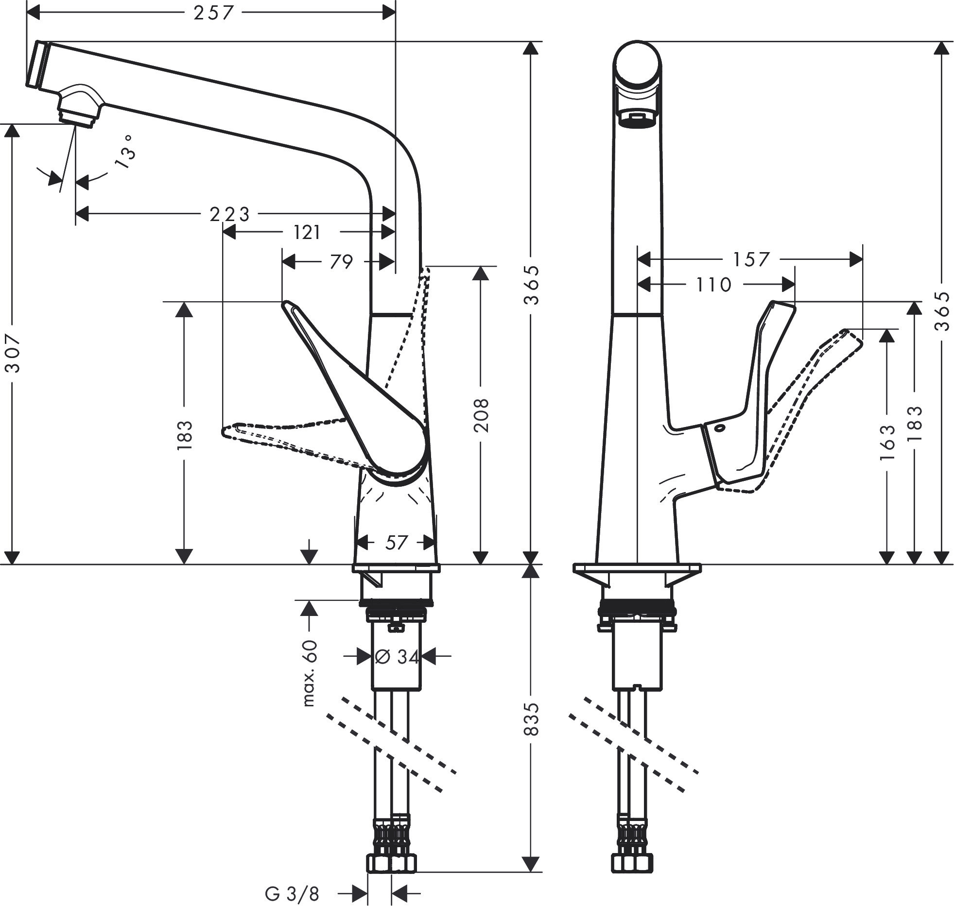 Смеситель Hansgrohe Metris Select 14883800 для кухонной мойки под сталь