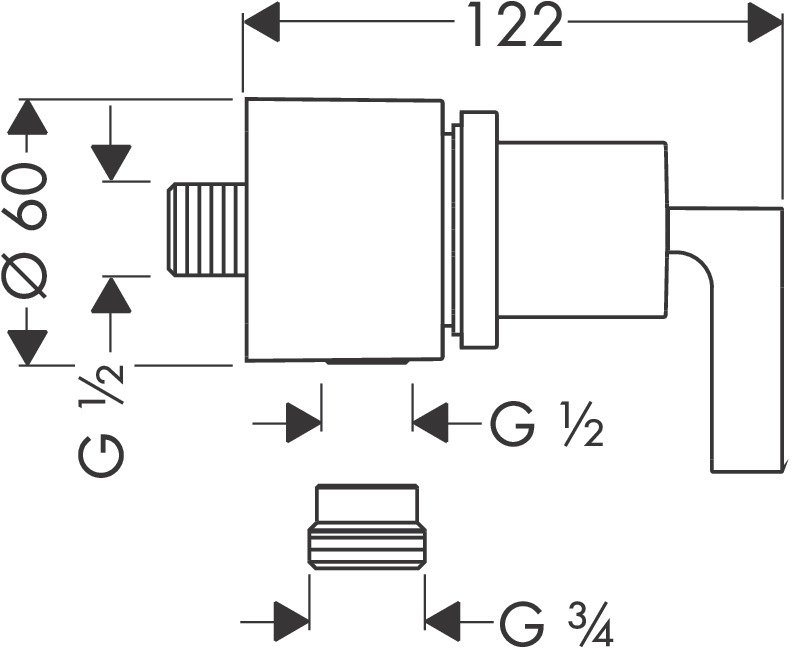 Шланговое подсоединение с клапаном обратного тока AXOR Citterio 39882000 с запорным вентилем хром