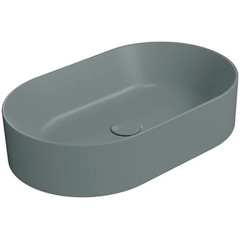 Раковина накладная овальная GSI KUBE X 945804 600 мм х 370 мм, без отверстия под смеситель, без перелива, цвет Agave Matte