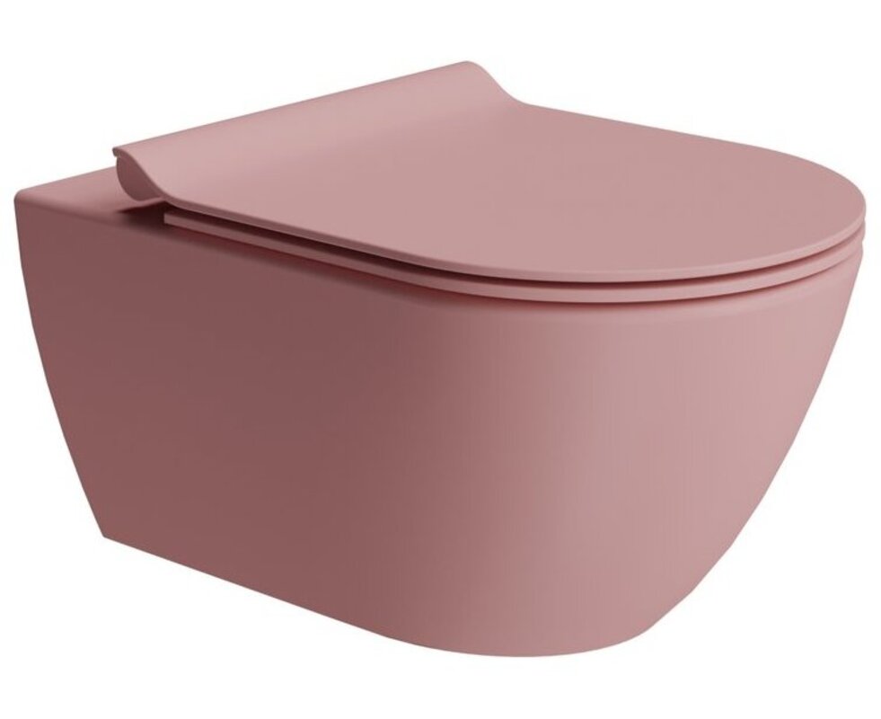 Унитаз подвесной безободковый GSI PURA 8815FR524 550 мм х 360 мм, с Swirlflush, с крепежом, цвет Матовый Blush (старый артикул 881524/ 8815FR224)