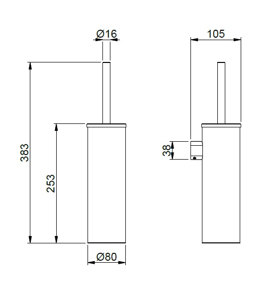 Ершик для унитаза подвесной ALMAR Showers Accessories E068005.CR цвет Хром