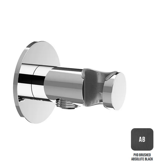 Вывод из стены с держателем для душа ALMAR SHOWER ACCESSORIES E095037.AB с круглым отражателем, цвет Absolute Black