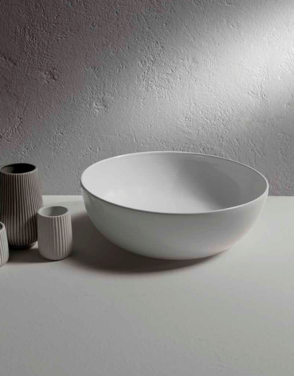 Раковина - чаша накладная круглая GLOBO T-EDGE B6T37BI Ø 370 мм, без отверстия под смеситель, без перелива, белая глянцевая