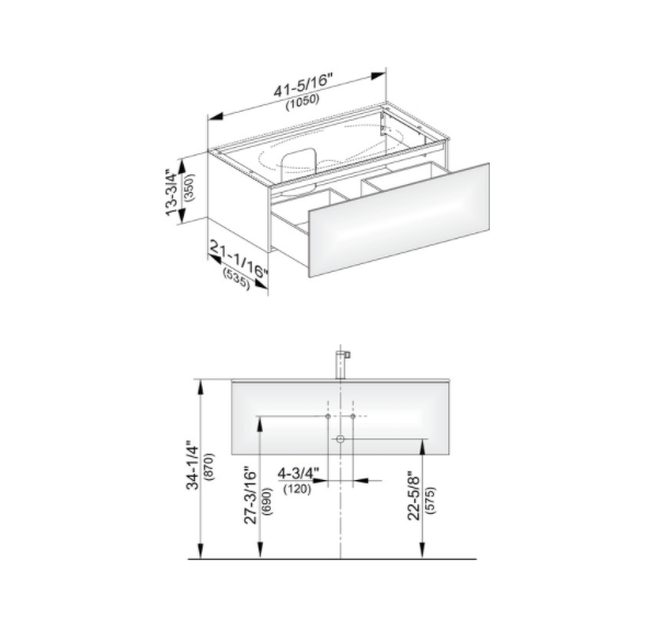 Тумба подвесная под раковину KEUCO EDITION 11 31351 210000 с одним выдвижным фронтом, корпус/фасад глянцевый лак, белая