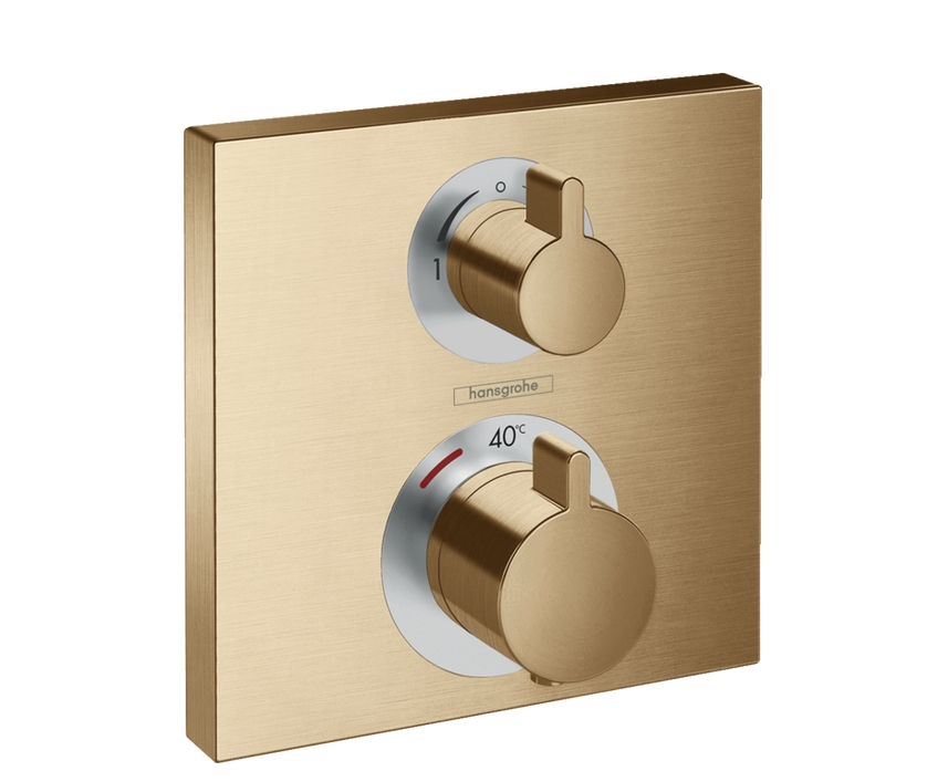 Наружная часть термостата Hansgrohe Square 15714140 2 потребителя, с запорно/переключающим вентелем, Цвет шлифованная бронза