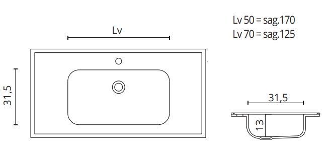 Раковина со столешницей BMT IKON COVER RAGGIATA RIM 870 811 124 02.4 RR  1240х22х502 мм, с отверстием под смеситель, с бортиком, цвет белый матовый