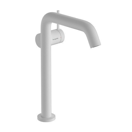 Однорычажный смеситель для раковины Hansgrohe Tecturis S 73370700 с CoolStart, с EcoSmart+, со сливным гарнитуром, цвет Белый матовый